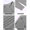image:imageCOOFANDY Mens Knit Polo Shirts Casual Long Sleeve Classic Polo Shirts Button Down Golf ShirtsRibbed Grey