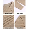 image:imageCOOFANDY Mens Knit Polo Shirts Casual Long Sleeve Classic Polo Shirts Button Down Golf ShirtsRibbed Khaki