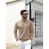 image:imageCOOFANDY Mens Knit Polo Shirts Casual Long Sleeve Classic Polo Shirts Button Down Golf ShirtsRibbed Khaki