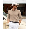 image:imageCOOFANDY Mens Knit Polo Shirts Casual Long Sleeve Classic Polo Shirts Button Down Golf ShirtsRibbed Khaki