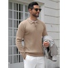 image:imageCOOFANDY Mens Knit Polo Shirts Casual Long Sleeve Classic Polo Shirts Button Down Golf ShirtsRibbed Khaki