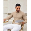 image:imageCOOFANDY Mens Knit Polo Shirts Casual Long Sleeve Classic Polo Shirts Button Down Golf ShirtsRibbed Khaki
