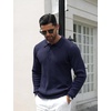 image:imageCOOFANDY Mens Knit Polo Shirts Casual Long Sleeve Classic Polo Shirts Button Down Golf ShirtsRibbed Navy Blue
