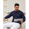 image:imageCOOFANDY Mens Knit Polo Shirts Casual Long Sleeve Classic Polo Shirts Button Down Golf ShirtsRibbed Navy Blue