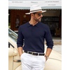image:imageCOOFANDY Mens Knit Polo Shirts Casual Long Sleeve Classic Polo Shirts Button Down Golf ShirtsRibbed Navy Blue