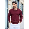 image:imageCOOFANDY Mens Knit Polo Shirts Casual Long Sleeve Classic Polo Shirts Button Down Golf ShirtsWine Red