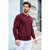 image:imageCOOFANDY Mens Knit Polo Shirts Casual Long Sleeve Classic Polo Shirts Button Down Golf ShirtsWine Red