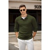 image:imageCOOFANDY Mens Knit Polo Shirts Casual Long Sleeve Collared Pullover Sweaters Quarter Button Ribbed Vintage Polo SweaterArmy Green