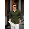 image:imageCOOFANDY Mens Knit Polo Shirts Casual Long Sleeve Collared Pullover Sweaters Quarter Button Ribbed Vintage Polo SweaterArmy Green
