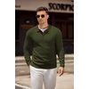 image:imageCOOFANDY Mens Knit Polo Shirts Casual Long Sleeve Collared Pullover Sweaters Quarter Button Ribbed Vintage Polo SweaterArmy Green