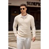 image:imageCOOFANDY Mens Knit Polo Shirts Casual Long Sleeve Collared Pullover Sweaters Quarter Button Ribbed Vintage Polo SweaterBeige