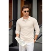 image:imageCOOFANDY Mens Knit Polo Shirts Casual Long Sleeve Collared Pullover Sweaters Quarter Button Ribbed Vintage Polo SweaterBeige