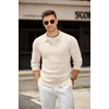 image:imageCOOFANDY Mens Knit Polo Shirts Casual Long Sleeve Collared Pullover Sweaters Quarter Button Ribbed Vintage Polo SweaterBeige