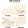 image:imageCOOFANDY Mens Knit Polo Shirts Casual Long Sleeve Collared Pullover Sweaters Quarter Button Ribbed Vintage Polo SweaterBeige