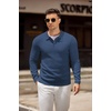 image:imageCOOFANDY Mens Knit Polo Shirts Casual Long Sleeve Collared Pullover Sweaters Quarter Button Ribbed Vintage Polo SweaterBlue