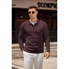 image:imageCOOFANDY Mens Knit Polo Shirts Casual Long Sleeve Collared Pullover Sweaters Quarter Button Ribbed Vintage Polo SweaterBrownish Red