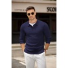 image:imageCOOFANDY Mens Knit Polo Shirts Casual Long Sleeve Collared Pullover Sweaters Quarter Button Ribbed Vintage Polo SweaterBulish Purple