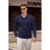 image:imageCOOFANDY Mens Knit Polo Shirts Casual Long Sleeve Collared Pullover Sweaters Quarter Button Ribbed Vintage Polo SweaterBulish Purple