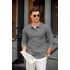 image:imageCOOFANDY Mens Knit Polo Shirts Casual Long Sleeve Collared Pullover Sweaters Quarter Button Ribbed Vintage Polo SweaterGray