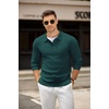 image:imageCOOFANDY Mens Knit Polo Shirts Casual Long Sleeve Collared Pullover Sweaters Quarter Button Ribbed Vintage Polo SweaterGreen