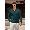 image:imageCOOFANDY Mens Knit Polo Shirts Casual Long Sleeve Collared Pullover Sweaters Quarter Button Ribbed Vintage Polo SweaterGreen