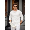 image:imageCOOFANDY Mens Knit Polo Shirts Casual Long Sleeve Collared Pullover Sweaters Quarter Button Ribbed Vintage Polo SweaterWhite
