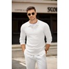 image:imageCOOFANDY Mens Knit Polo Shirts Casual Long Sleeve Collared Pullover Sweaters Quarter Button Ribbed Vintage Polo SweaterWhite