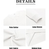 image:imageCOOFANDY Mens Knit Polo Shirts Casual Long Sleeve Collared Pullover Sweaters Quarter Button Ribbed Vintage Polo SweaterWhite