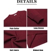 image:imageCOOFANDY Mens Knit Polo Shirts Casual Long Sleeve Collared Pullover Sweaters Quarter Button Ribbed Vintage Polo SweaterWine Red