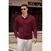 image:imageCOOFANDY Mens Knit Polo Shirts Casual Long Sleeve Collared Pullover Sweaters Quarter Button Ribbed Vintage Polo SweaterWine Red