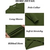 image:imageCOOFANDY Mens Knit Polo Shirts Long Sleeve Casual Polo Sweaters Shirt Waffle Textured Collared SweaterArmy Green