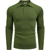 image:imageCOOFANDY Mens Knit Polo Shirts Long Sleeve Casual Polo Sweaters Shirt Waffle Textured Collared SweaterArmy Green