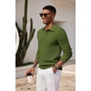 image:imageCOOFANDY Mens Knit Polo Shirts Long Sleeve Casual Polo Sweaters Shirt Waffle Textured Collared SweaterArmy Green