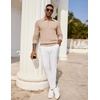 image:imageCOOFANDY Mens Knit Polo Shirts Long Sleeve Casual Polo Sweaters Shirt Waffle Textured Collared SweaterBeige