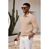 image:imageCOOFANDY Mens Knit Polo Shirts Long Sleeve Casual Polo Sweaters Shirt Waffle Textured Collared SweaterBeige