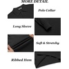 image:imageCOOFANDY Mens Knit Polo Shirts Long Sleeve Casual Polo Sweaters Shirt Waffle Textured Collared SweaterBlack