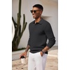 image:imageCOOFANDY Mens Knit Polo Shirts Long Sleeve Casual Polo Sweaters Shirt Waffle Textured Collared SweaterBlack