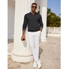 image:imageCOOFANDY Mens Knit Polo Shirts Long Sleeve Casual Polo Sweaters Shirt Waffle Textured Collared SweaterBlack