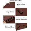 image:imageCOOFANDY Mens Knit Polo Shirts Long Sleeve Casual Polo Sweaters Shirt Waffle Textured Collared SweaterBrown