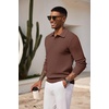image:imageCOOFANDY Mens Knit Polo Shirts Long Sleeve Casual Polo Sweaters Shirt Waffle Textured Collared SweaterBrown
