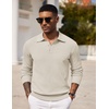 image:imageCOOFANDY Mens Knit Polo Shirts Long Sleeve Casual Polo Sweaters Shirt Waffle Textured Collared SweaterCream