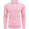 image:imageCOOFANDY Mens Knit Polo Shirts Long Sleeve Casual Polo Sweaters Shirt Waffle Textured Collared SweaterDark Pink
