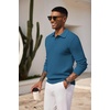 image:imageCOOFANDY Mens Knit Polo Shirts Long Sleeve Casual Polo Sweaters Shirt Waffle Textured Collared SweaterDeep Blue