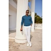 image:imageCOOFANDY Mens Knit Polo Shirts Long Sleeve Casual Polo Sweaters Shirt Waffle Textured Collared SweaterDeep Blue
