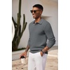 image:imageCOOFANDY Mens Knit Polo Shirts Long Sleeve Casual Polo Sweaters Shirt Waffle Textured Collared SweaterDeep Grey