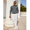 image:imageCOOFANDY Mens Knit Polo Shirts Long Sleeve Casual Polo Sweaters Shirt Waffle Textured Collared SweaterDeep Grey