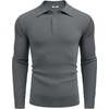 image:imageCOOFANDY Mens Knit Polo Shirts Long Sleeve Casual Polo Sweaters Shirt Waffle Textured Collared SweaterDeep Grey