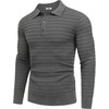 image:imageCOOFANDY Mens Knit Polo Shirts Long Sleeve Casual Polo Sweaters Shirt Waffle Textured Collared SweaterGray Textured Stripes1