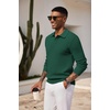 image:imageCOOFANDY Mens Knit Polo Shirts Long Sleeve Casual Polo Sweaters Shirt Waffle Textured Collared SweaterGreen