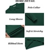 image:imageCOOFANDY Mens Knit Polo Shirts Long Sleeve Casual Polo Sweaters Shirt Waffle Textured Collared SweaterGreen